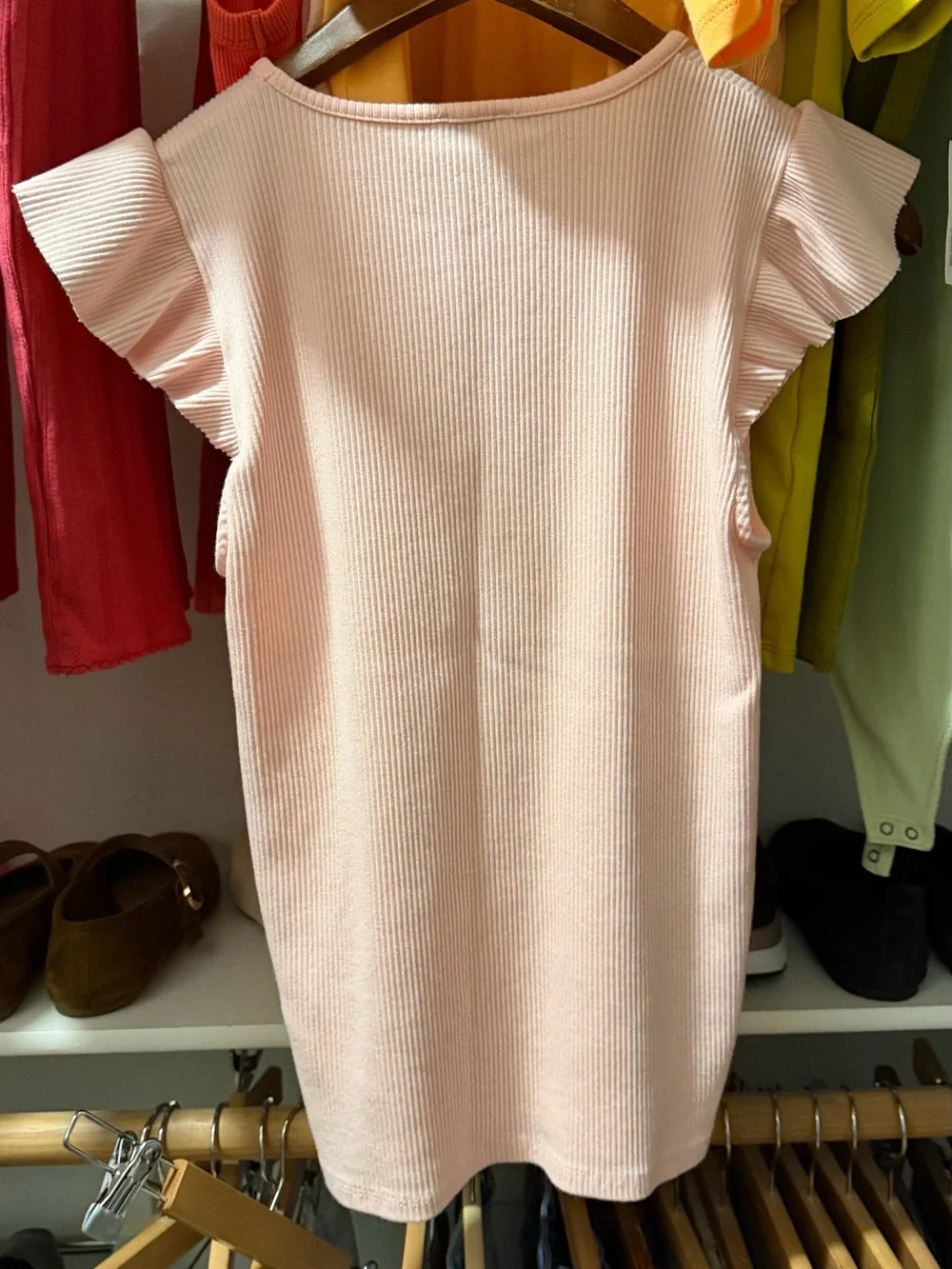 J. Crew Light Pink Ribbed Flutter Sleeve Top Small